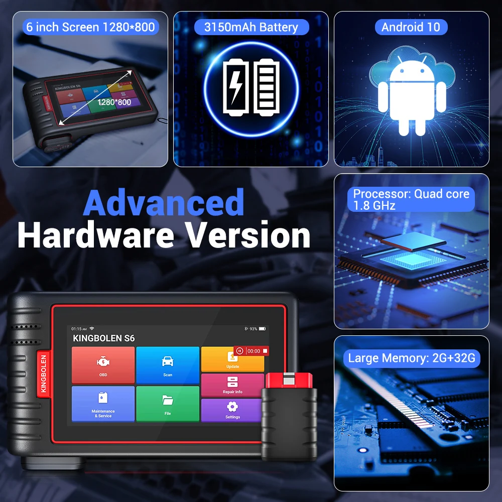 Lifetime Free Update Newest KINGBOLEN S6 CAN FD All System Car Diagnostic Tools Auto OBD Scanner Bluetooth 28 Resets Auto Vin