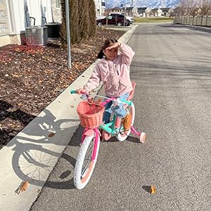 JOYSTAR Unicorn Girls Bike for Kids Ages 2-9,Kids Bike with Training Wheels, Streamers, Basket and Doll Seat
