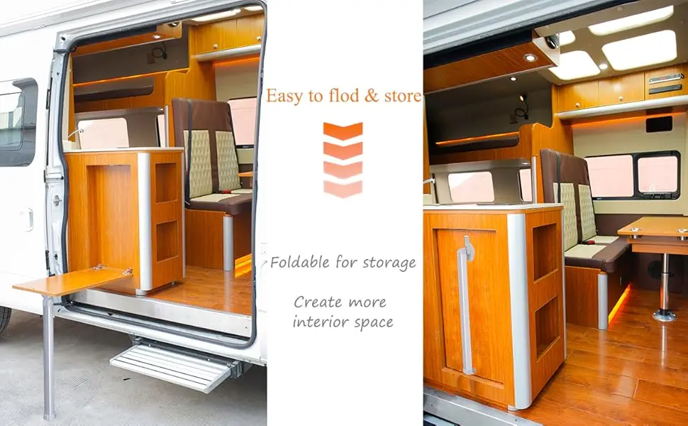 Adjustable Table Leg Kit, 20-30 Inch Folding Telescopic Legs with 2 Piece Slide Rails for RV Camper Yacht Travel Trailer