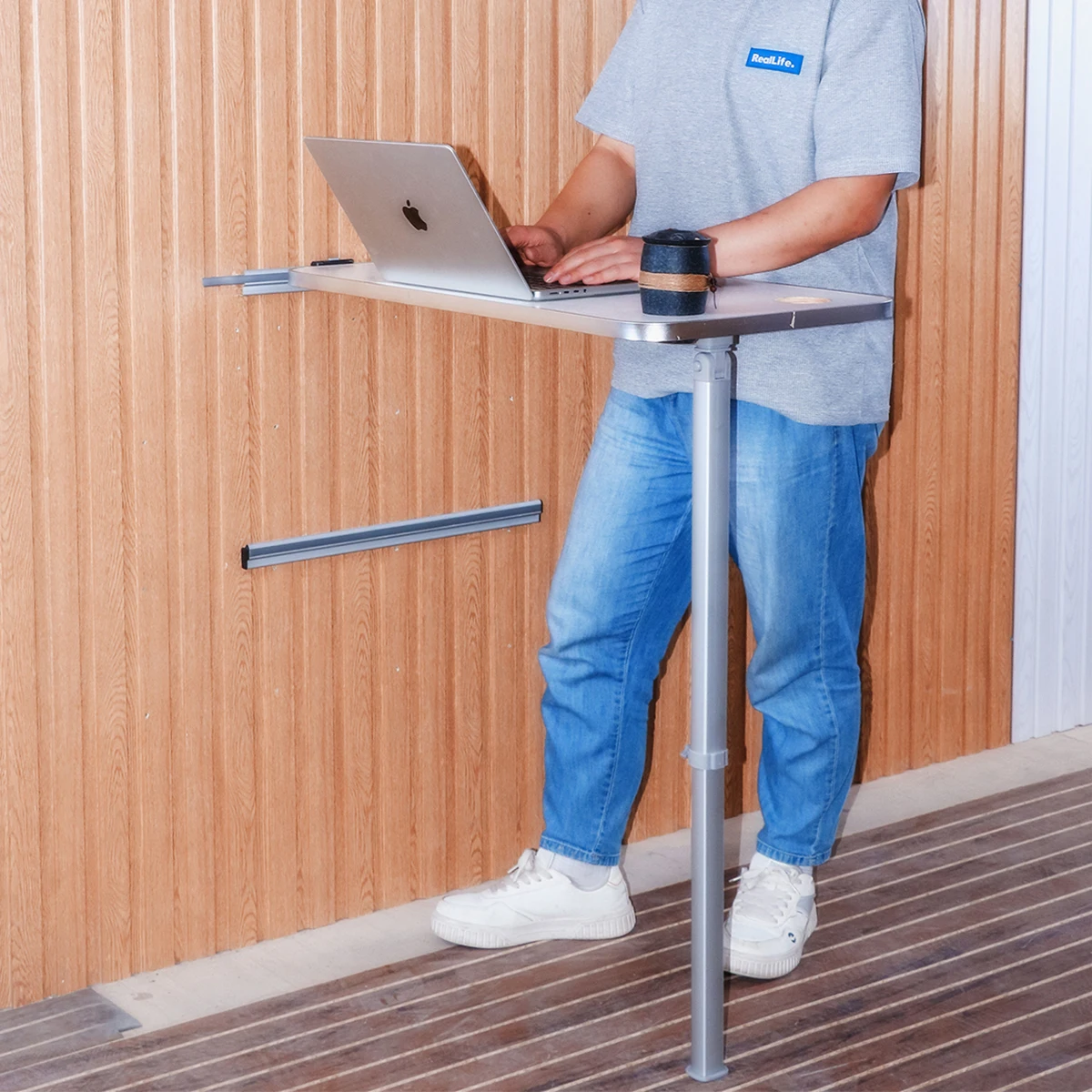Adjustable Table Leg Kit, 20-30 Inch Folding Telescopic Legs with 2 Piece Slide Rails for RV Camper Yacht Travel Trailer