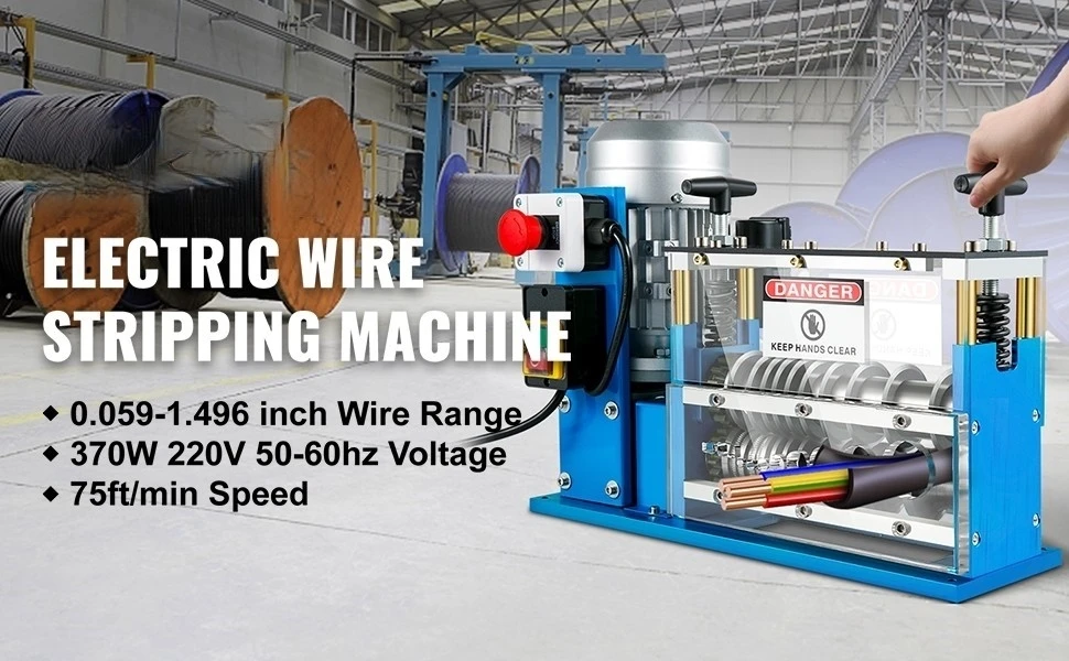 SucceBuy Electric Wire Stripping Machine Cable Stripper 1.5-38mm 11 Channels Acrylic+Aluminum W/Blade for Scrap Copper Recycling