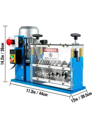 SucceBuy Electric Wire Stripping Machine Cable Stripper 1.5-38mm 11 Channels Acrylic+Aluminum W/Blade for Scrap Copper Recycling
