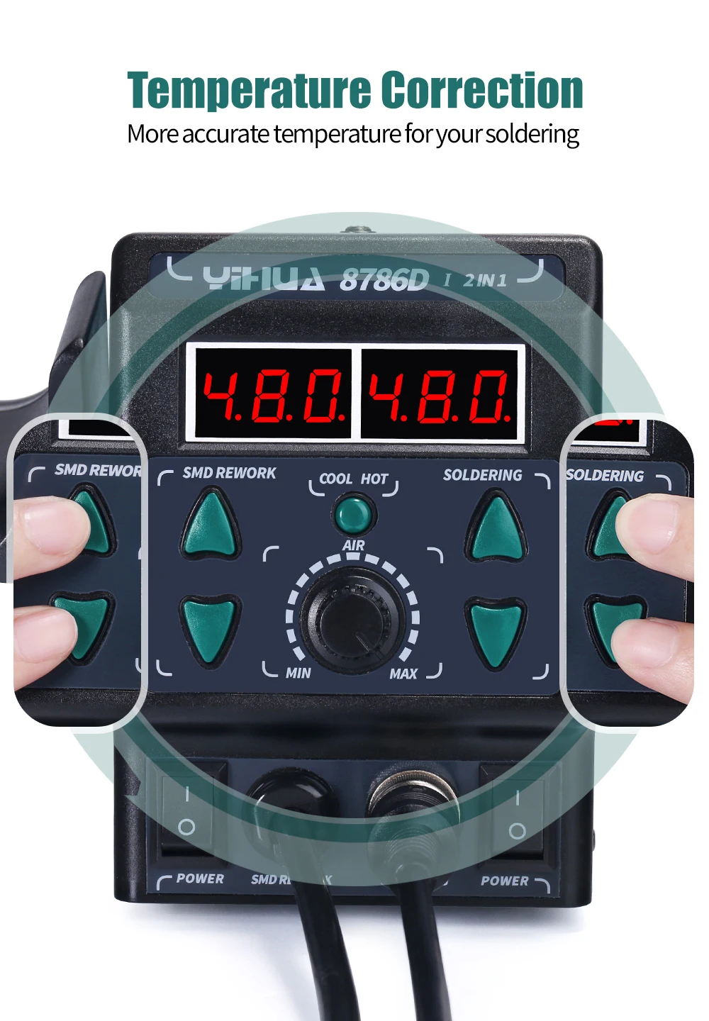 YIHUA 8786D Soldering Iron Hot Air Soldering Station DIY Digital Rework Station Phone Repair BGA SMD Solder Tool Welding Station