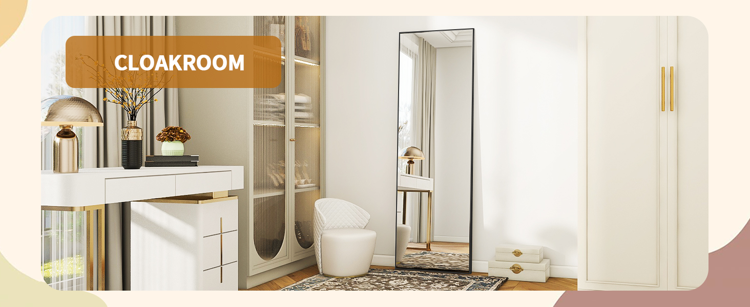 64"x21" Floor Mirror Full Length, Bedroom Floor Body Mirror with Stand, Leaning, Standing or Hanging Horizontally Vertically