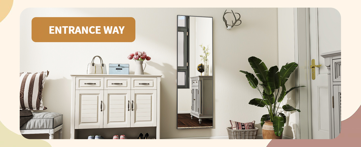 64"x21" Floor Mirror Full Length, Bedroom Floor Body Mirror with Stand, Leaning, Standing or Hanging Horizontally Vertically