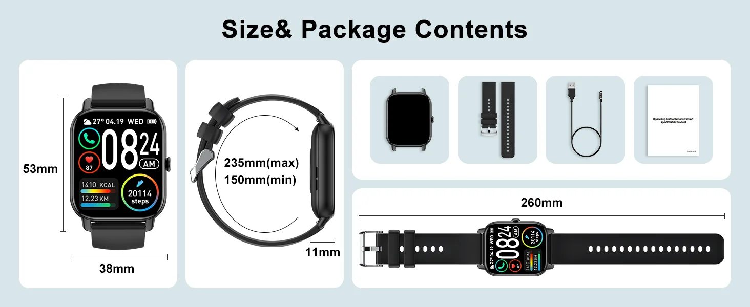 EIGIIS Smart Watch For Men Women P66D 1.85" TFT Health Monitoring IP68 Waterproof Bluetooth Call Multifunction Fitness Tracker