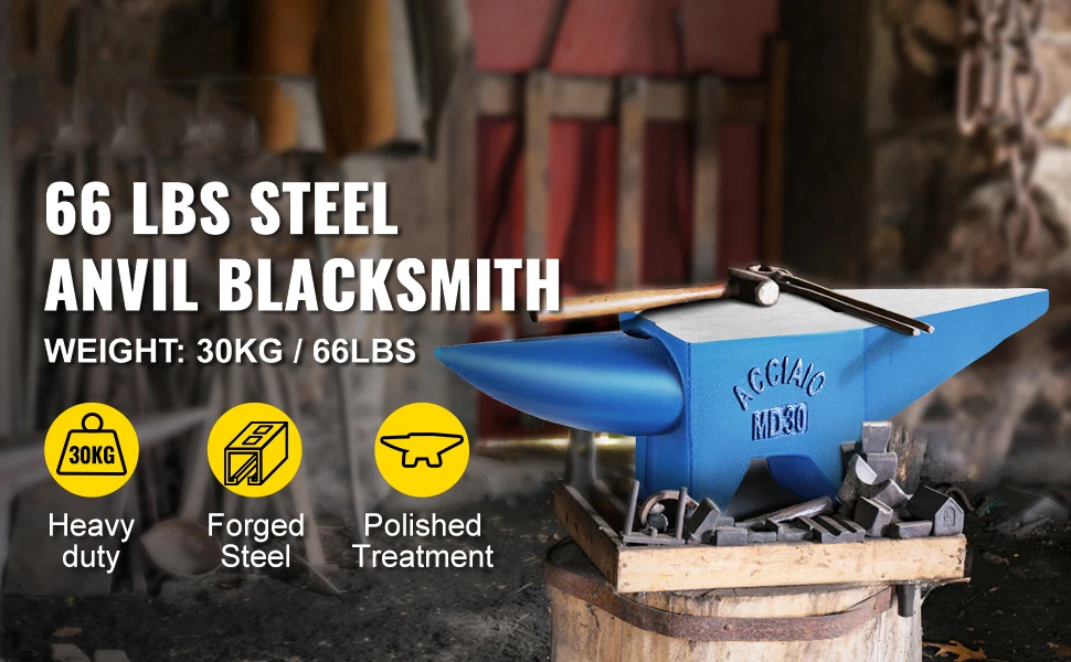 SucceBuy 30KG Single Rugged Round Horn Anvil Cast Steel Block Blacksmith Bench Tool Jewelry Making Manual Equipment Metalsmiths