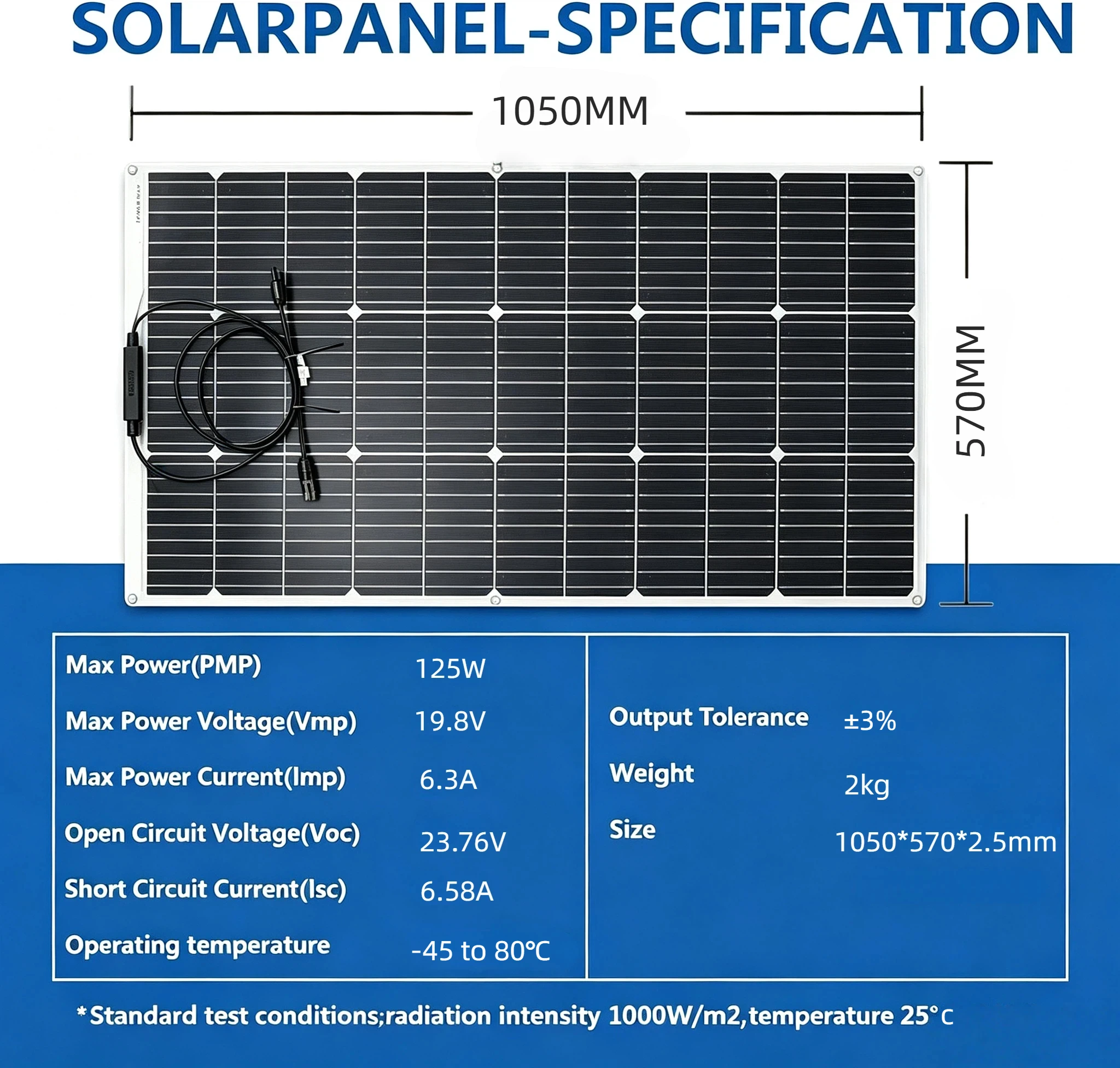 18V Solar Panel 125W 250W Flexible Solar Panels Monocrystaillne Solar Cell 12V/24V Battery Charge 1000W Home System Kits RV Boat