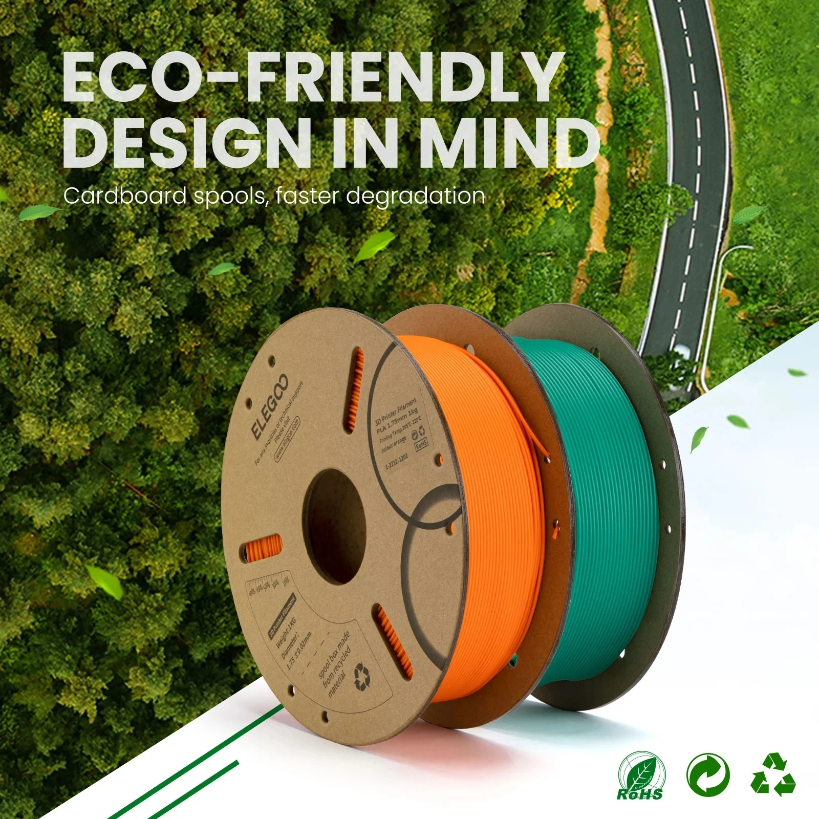 ELEGOO 1.75mm PLA Filament 2KG Set Plastic 3D PLA for 3D Printer Consumables Material for FDM 3D Printer NEPTUNE 3 PRO