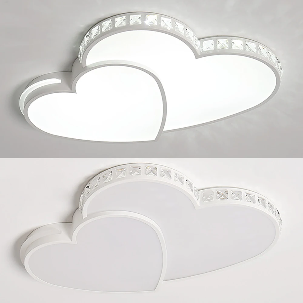 Modern Heart Shaped Ceiling Lights Crystal LED Flush Mount Lamp Cartoon Children's Room Living Room Bedroom Lamp Fixture