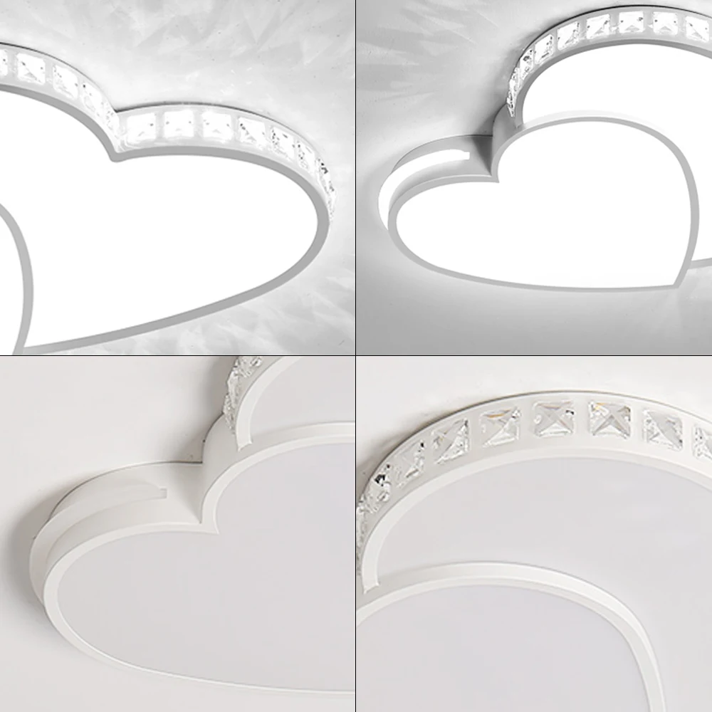Modern Heart Shaped Ceiling Lights Crystal LED Flush Mount Lamp Cartoon Children's Room Living Room Bedroom Lamp Fixture