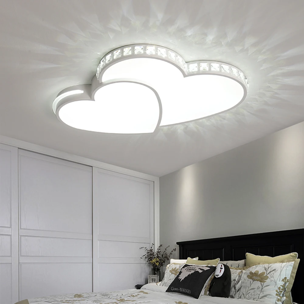Modern Heart Shaped Ceiling Lights Crystal LED Flush Mount Lamp Cartoon Children's Room Living Room Bedroom Lamp Fixture