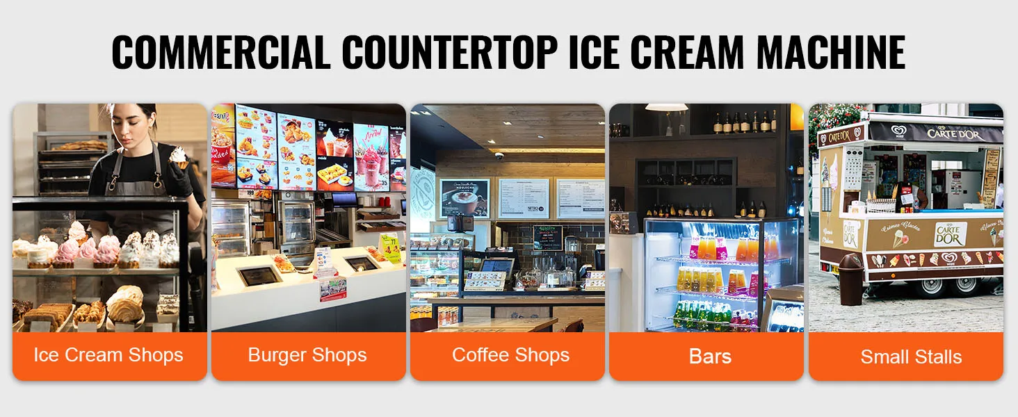 SucceBuy 4L Commercial Ice Cream Machine Single Flavor Countertop Soft Serve Ice Cream Maker Touch Screen Auto Clean Pre-cooling
