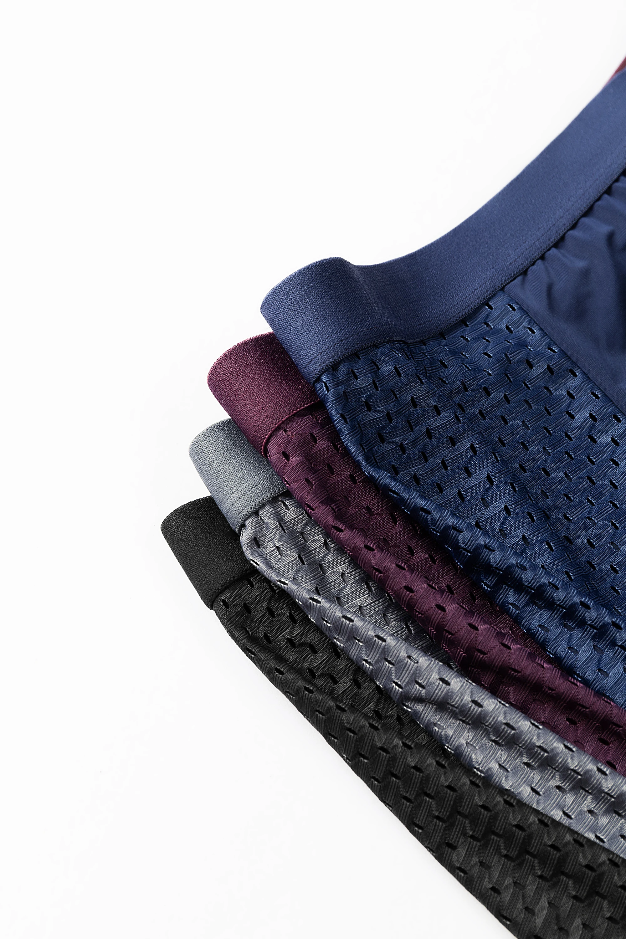 4 pairs of men's underwear ice silk half mesh summer burst four corner underpants sports mesh breathable boxer shorts