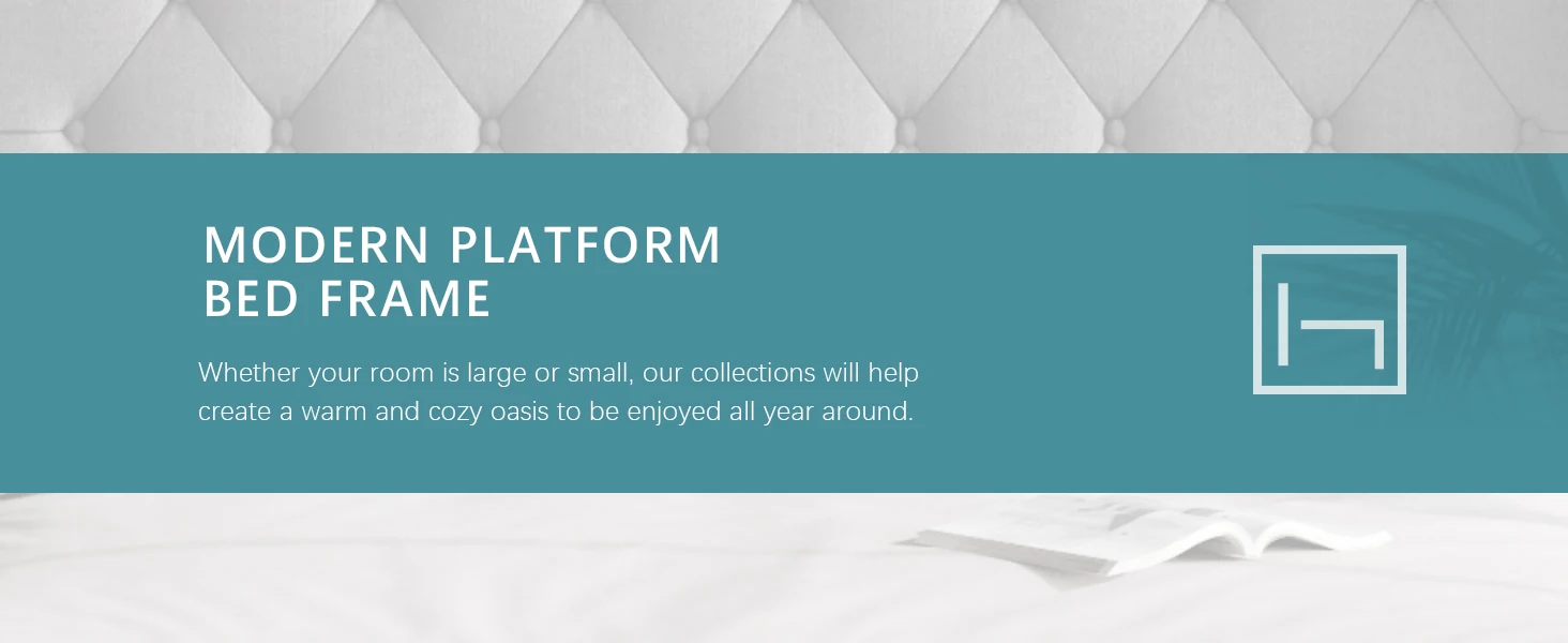 HOOMIC Classic Bed Frame with Button Tufted Wingback Headboard, Upholstered Platform Bed with Wooden Slats Support Allewie