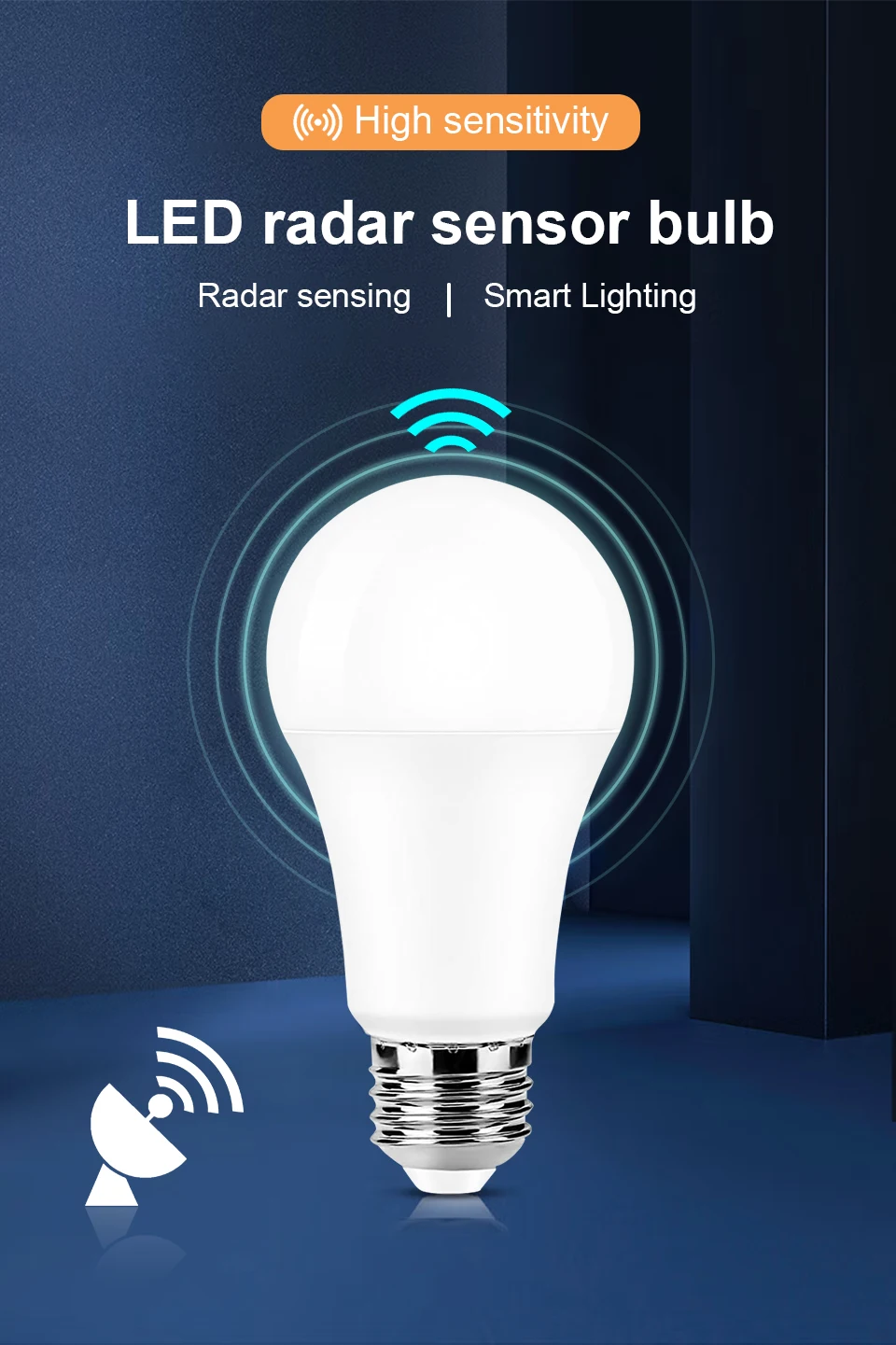 1pc Motion Sensor LED Bulb 6W 9W 12W 15W 18W 20W E27 Radar Sensor Light Lamp Lamparas 110V 220V For Home Stair Pathway