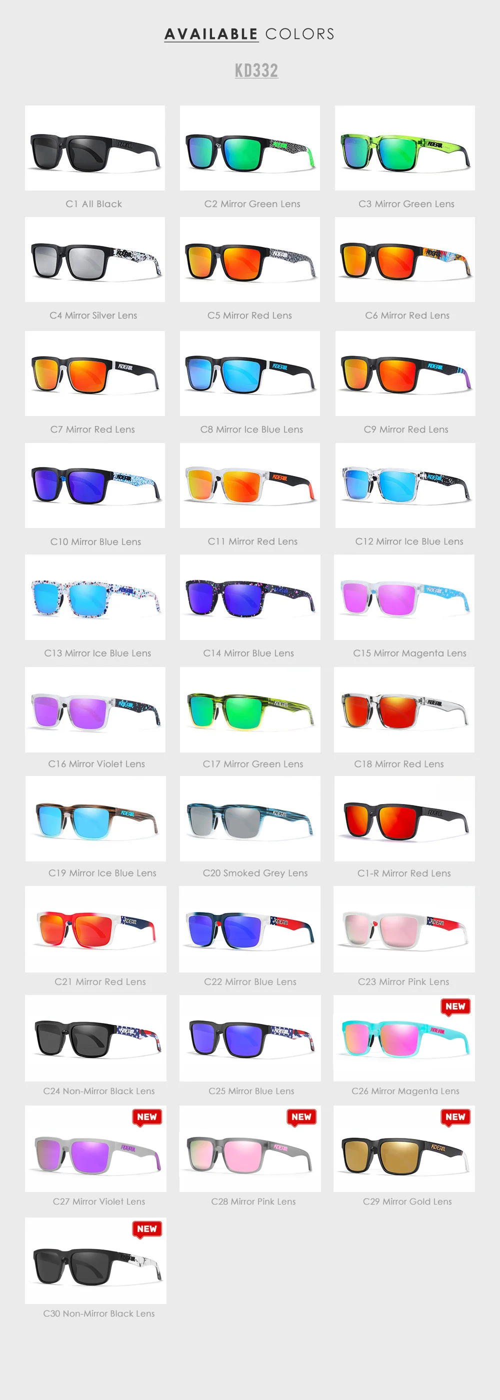 KDEAM 2022 Square Men's Polarized Sunglasses Outdoors Lifestyle Coating Sun Glasses New Matching Colors With Box