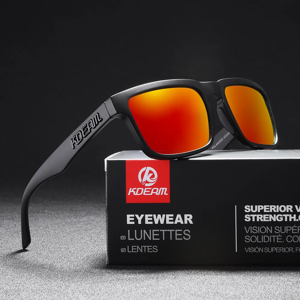 KDEAM 2022 Square Men's Polarized Sunglasses Outdoors Lifestyle Coating Sun Glasses New Matching Colors With Box