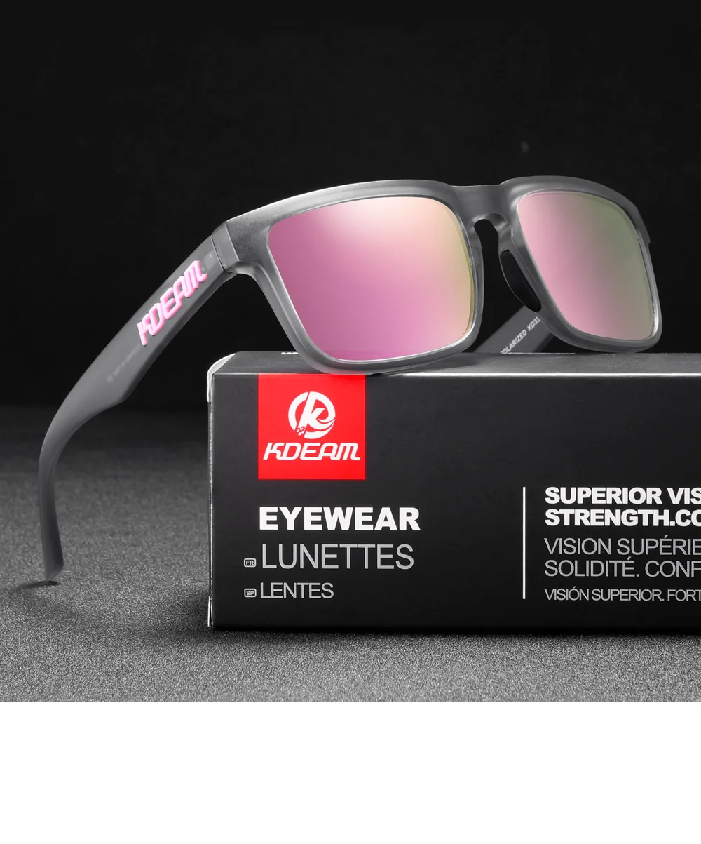 KDEAM 2022 Square Men's Polarized Sunglasses Outdoors Lifestyle Coating Sun Glasses New Matching Colors With Box