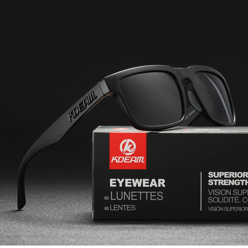 KDEAM 2022 Square Men's Polarized Sunglasses Outdoors Lifestyle Coating Sun Glasses New Matching Colors With Box