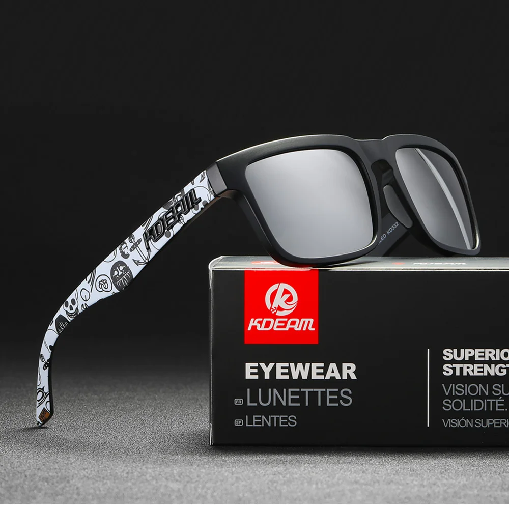 KDEAM 2022 Square Men's Polarized Sunglasses Outdoors Lifestyle Coating Sun Glasses New Matching Colors With Box