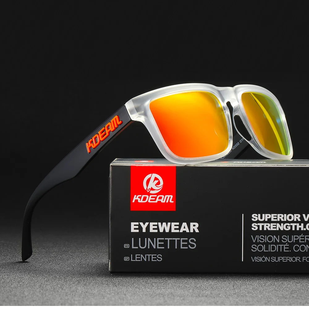 KDEAM 2022 Square Men's Polarized Sunglasses Outdoors Lifestyle Coating Sun Glasses New Matching Colors With Box
