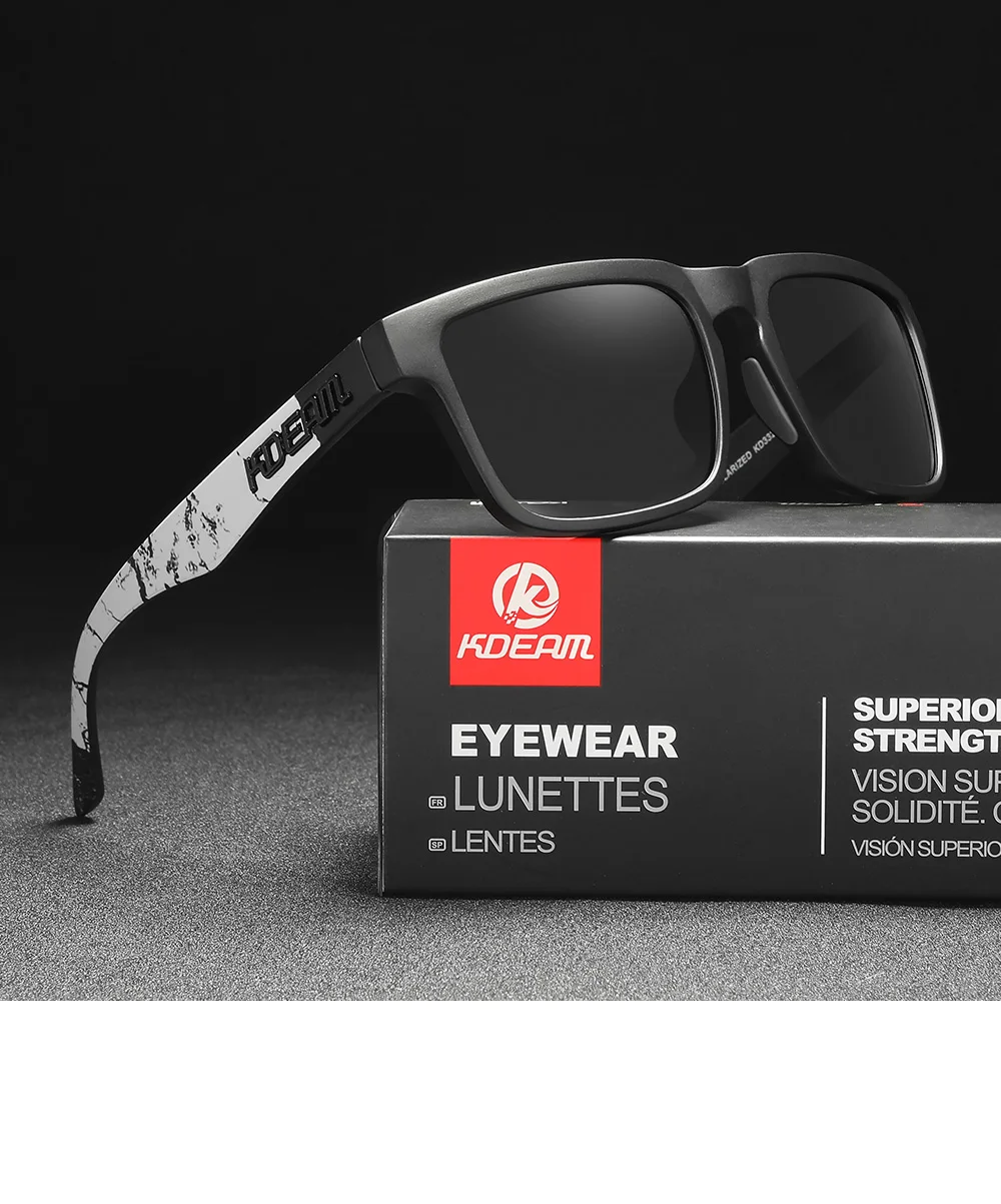 KDEAM 2022 Square Men's Polarized Sunglasses Outdoors Lifestyle Coating Sun Glasses New Matching Colors With Box