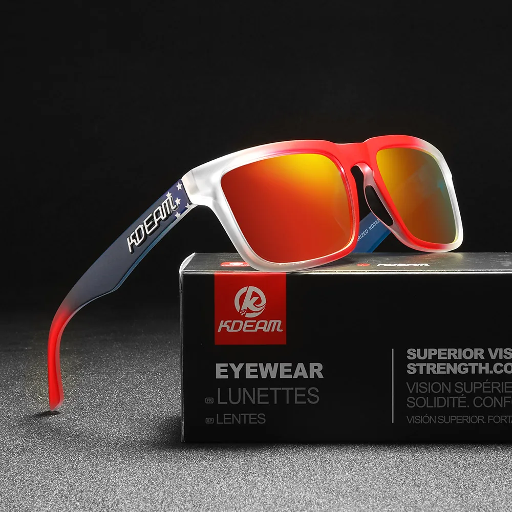 KDEAM 2022 Square Men's Polarized Sunglasses Outdoors Lifestyle Coating Sun Glasses New Matching Colors With Box
