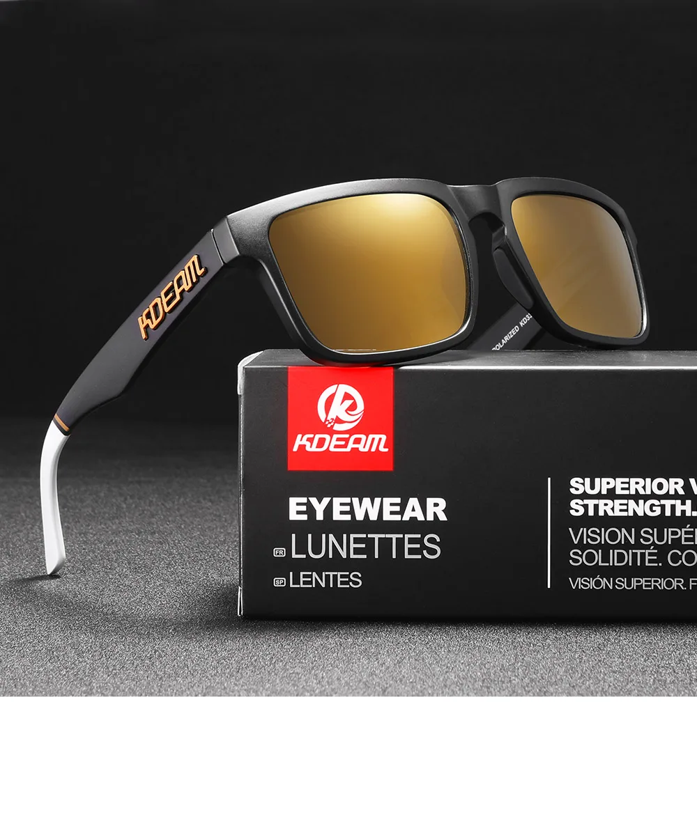 KDEAM 2022 Square Men's Polarized Sunglasses Outdoors Lifestyle Coating Sun Glasses New Matching Colors With Box
