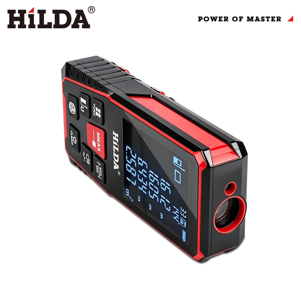 HILDA Digital Laser Distance Meter 50M/100M/120M Finder High Precision Area Volume Measure Construction Measuring Ruler Tool