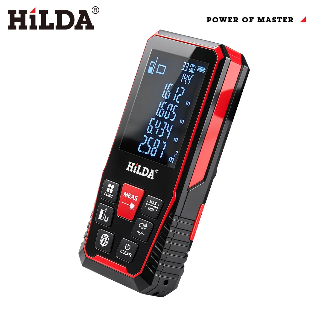 HILDA Digital Laser Distance Meter 50M/100M/120M Finder High Precision Area Volume Measure Construction Measuring Ruler Tool