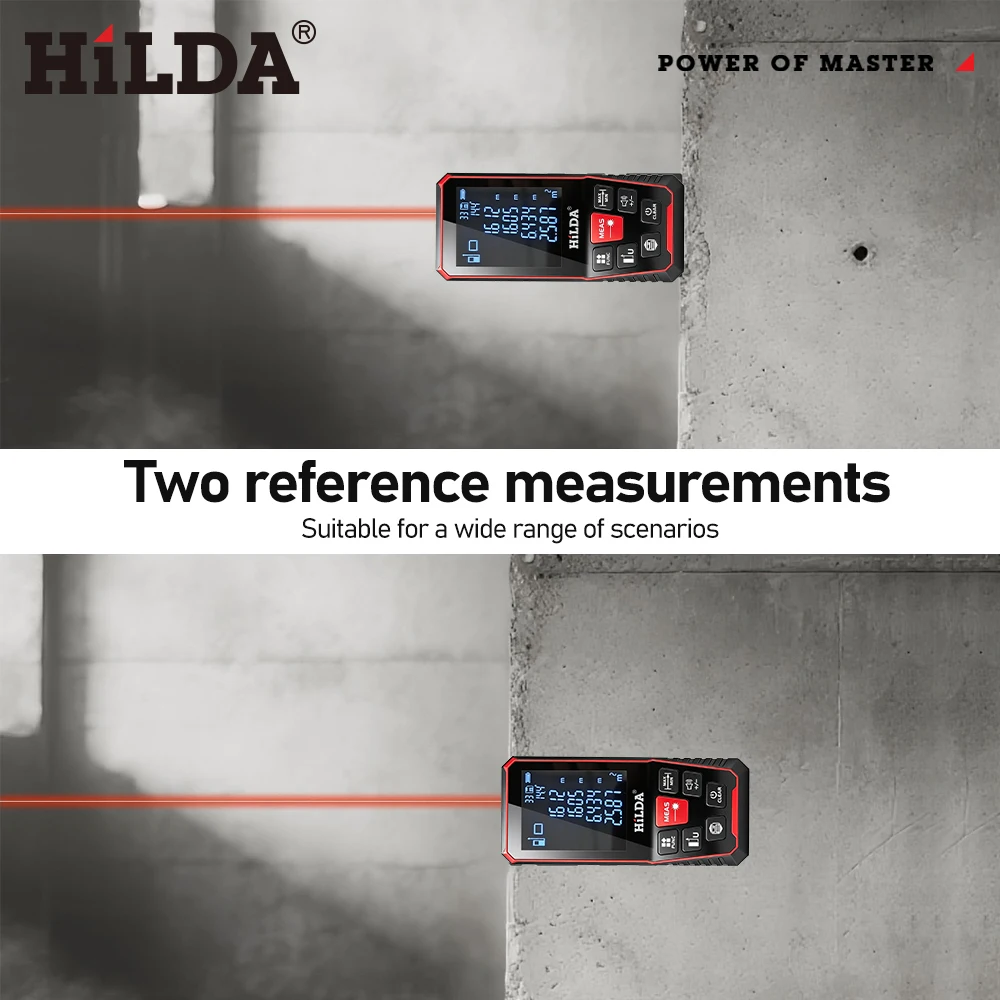 HILDA Digital Laser Distance Meter 50M/100M/120M Finder High Precision Area Volume Measure Construction Measuring Ruler Tool
