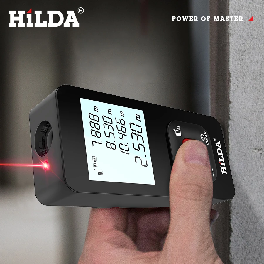 HILDA Digital Laser Distance Meter 50M/100M/120M Finder High Precision Area Volume Measure Construction Measuring Ruler Tool
