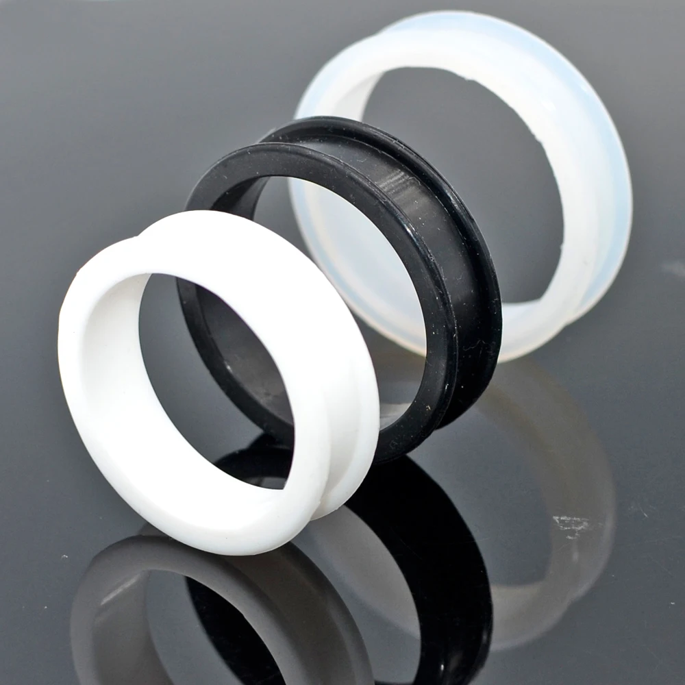 2pcs Supersize Flexible Silicone Double Flared Ear Tunnel Plug Ear Piercing Flesh Tunnel Ear Gauge Expander Stretchers Piercing