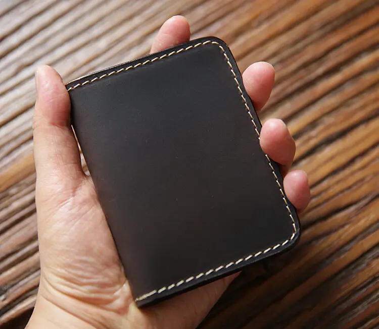 Retro Crazy Horse Leather Cards Cases Mens Cowhide Credit Card Holder Wallet Handmade Ultra-thin Slim Drivers License ID Cover