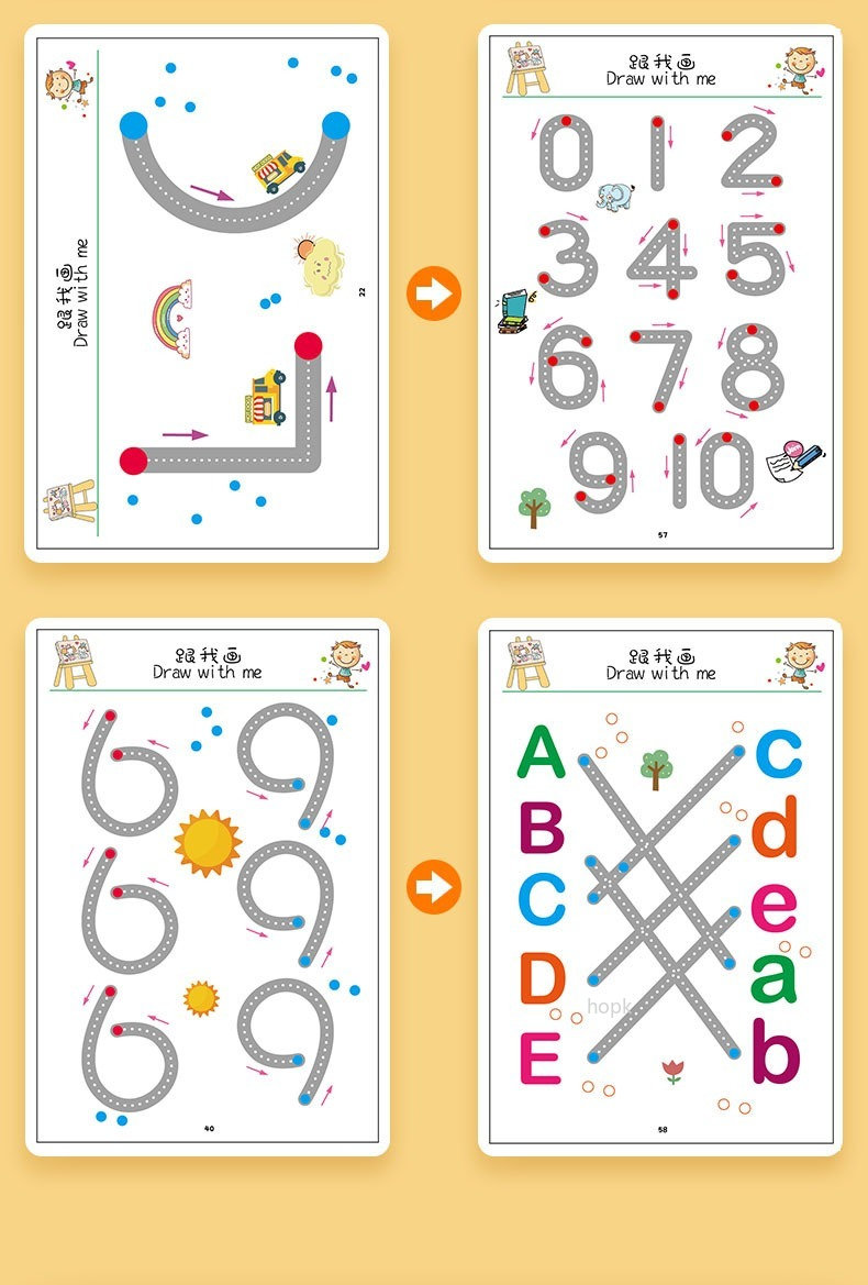 Magical Tracing Workbook Set Reusable Magic Practice Copybook for Kids with Drawing Pens and Eraser Learning Books Writing