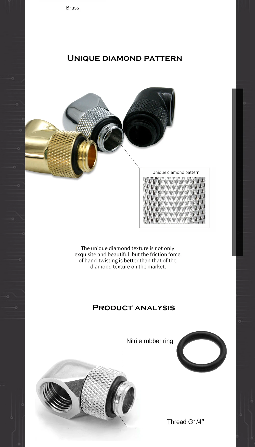 Rotatable Angled Adapter Fitting 45° 90 Degree Elbow, 360 Rotate Hand Compression G1/4'' 4 Colors