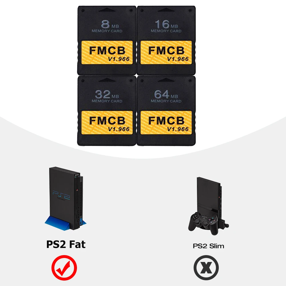 Bitfunx Free McBoot V1.966 8MB/16MB/32MB/64MB Memory Card for PS2 Fat Console