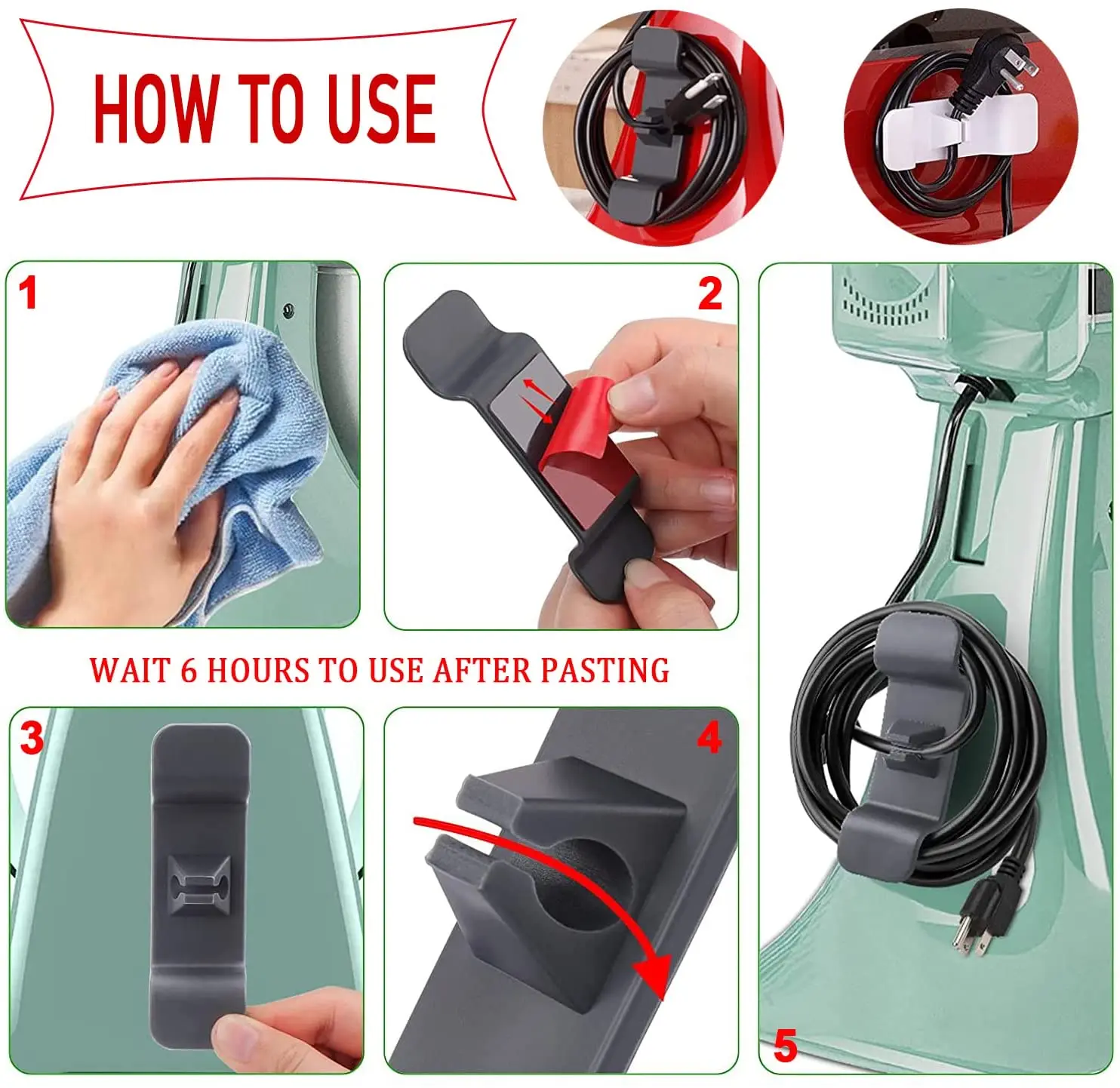 Cord Wrapper Cable Holder Clip Clamp Cord Organizer Cables Storage For Kitchen Appliances Mixer Blender Coffee Maker Air Fryer
