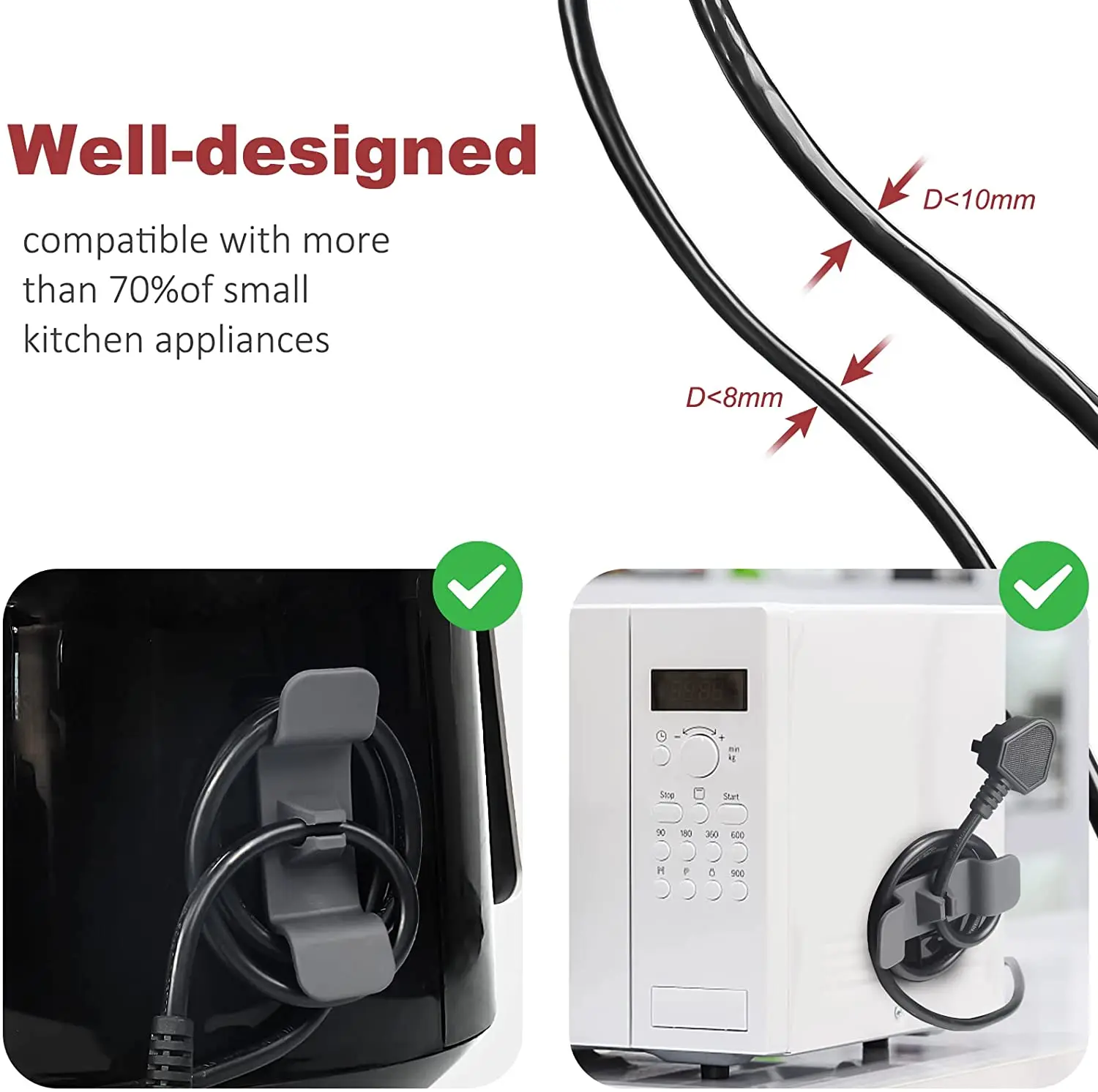 Cord Wrapper Cable Holder Clip Clamp Cord Organizer Cables Storage For Kitchen Appliances Mixer Blender Coffee Maker Air Fryer