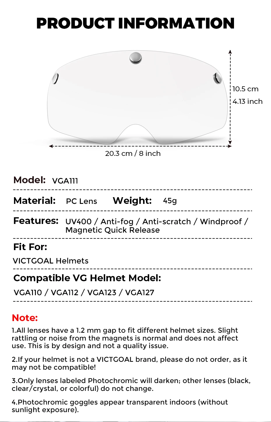 VICTGOAL Cycling Helmet Photochromic Lens Magnetic Lenses Bicycle Eye Polarized Goggles Sports Glasses MTB Road Bike Accessories
