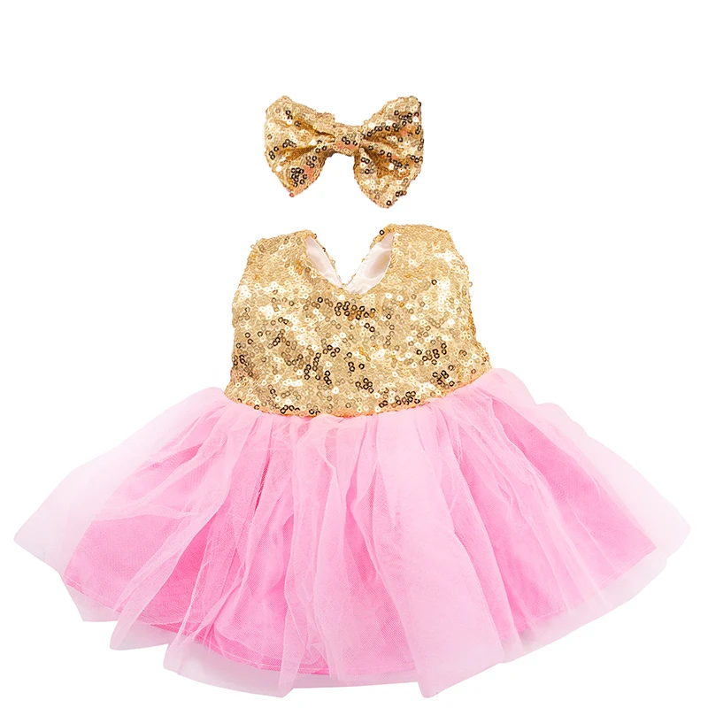 Sequins Dress Doll Clothes For 17 Inch&43cm Baby New Born Doll Brilliant Party Reunion Doll Skirt For American 18 Inch Doll DIY