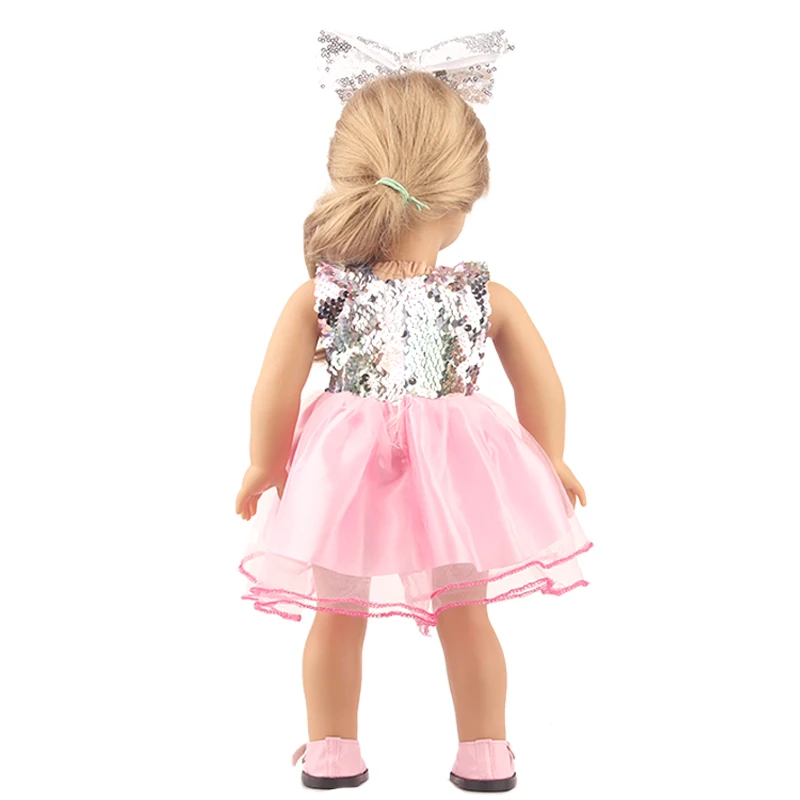 Sequins Dress Doll Clothes For 17 Inch&43cm Baby New Born Doll Brilliant Party Reunion Doll Skirt For American 18 Inch Doll DIY