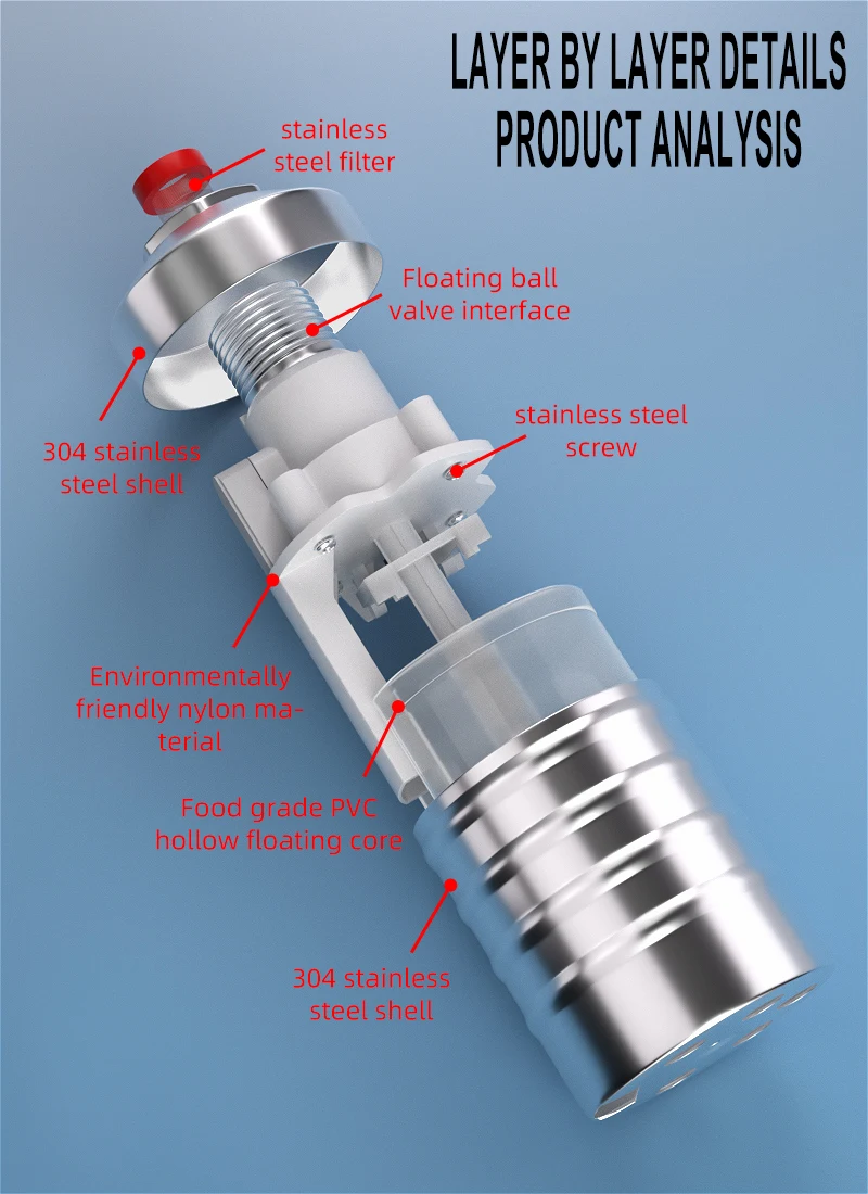 Float Valve for Toilet Tank Water Level Control Universal Flush Valve with Ballast Compensating Structure