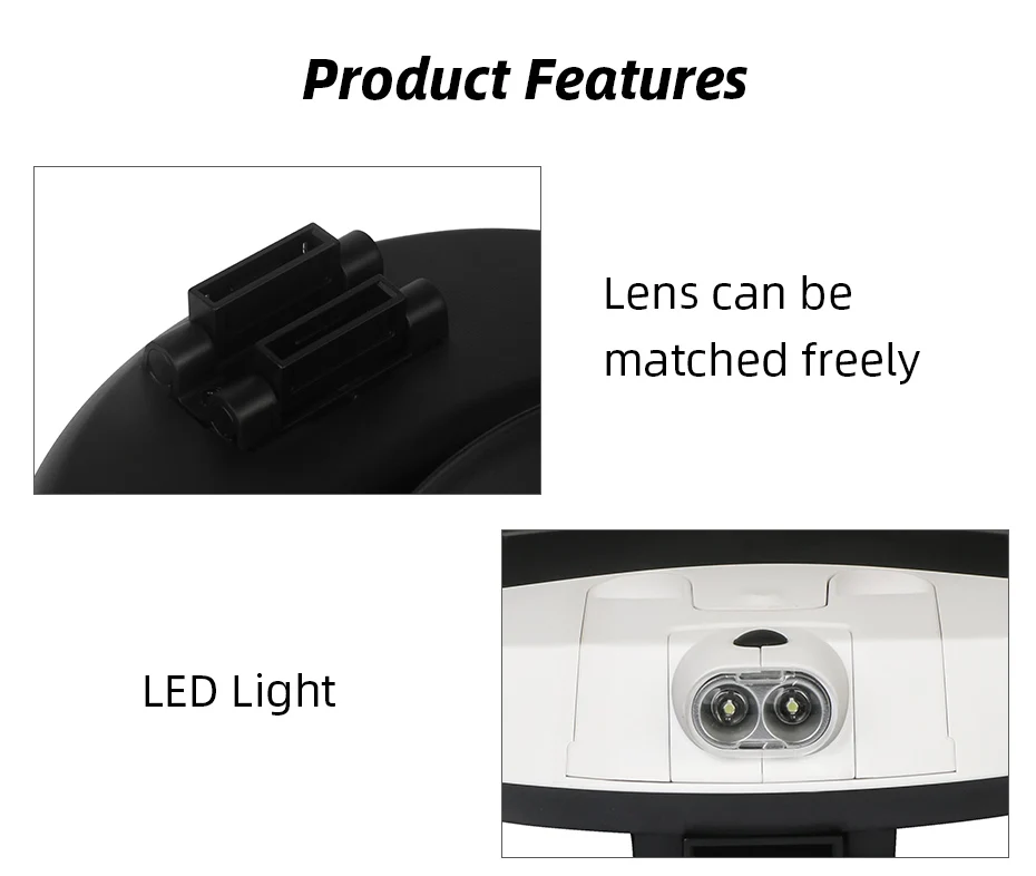 LED Headband Magnifier Professional Magnifying Glasses For Jewelry Loupe Watch Electronic Repair 1X 1.5X 2X 2.5X 3.5X Lens Loupe