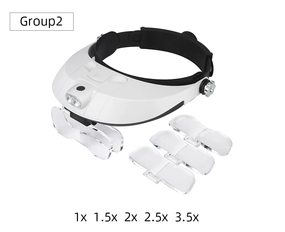 LED Headband Magnifier Professional Magnifying Glasses For Jewelry Loupe Watch Electronic Repair 1X 1.5X 2X 2.5X 3.5X Lens Loupe