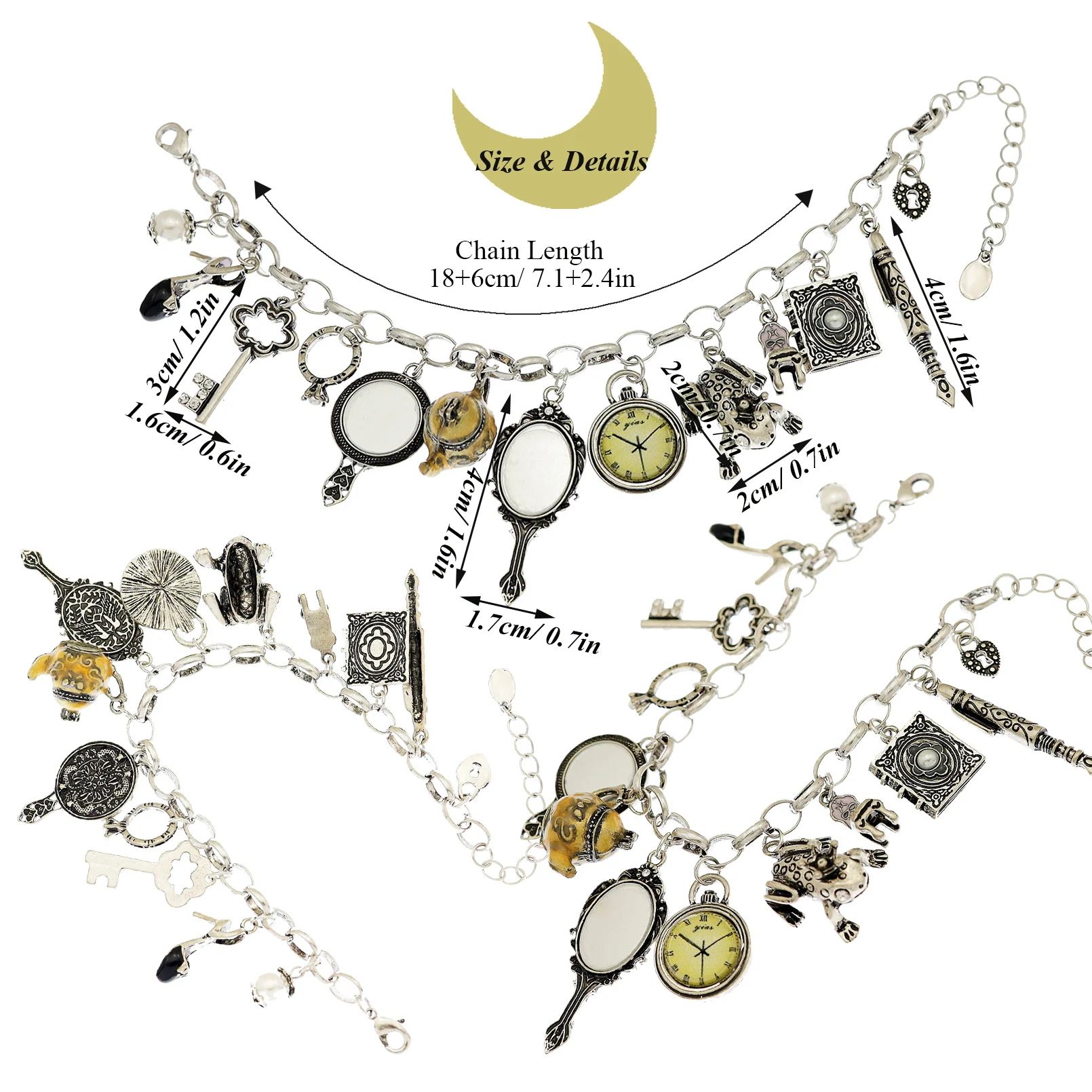 Vintage Bracelet Catholic Religious Church Medals Saints PRAY FOR Cross Pendant Chain Women Bangle Silver Plated Jewelry Gifts