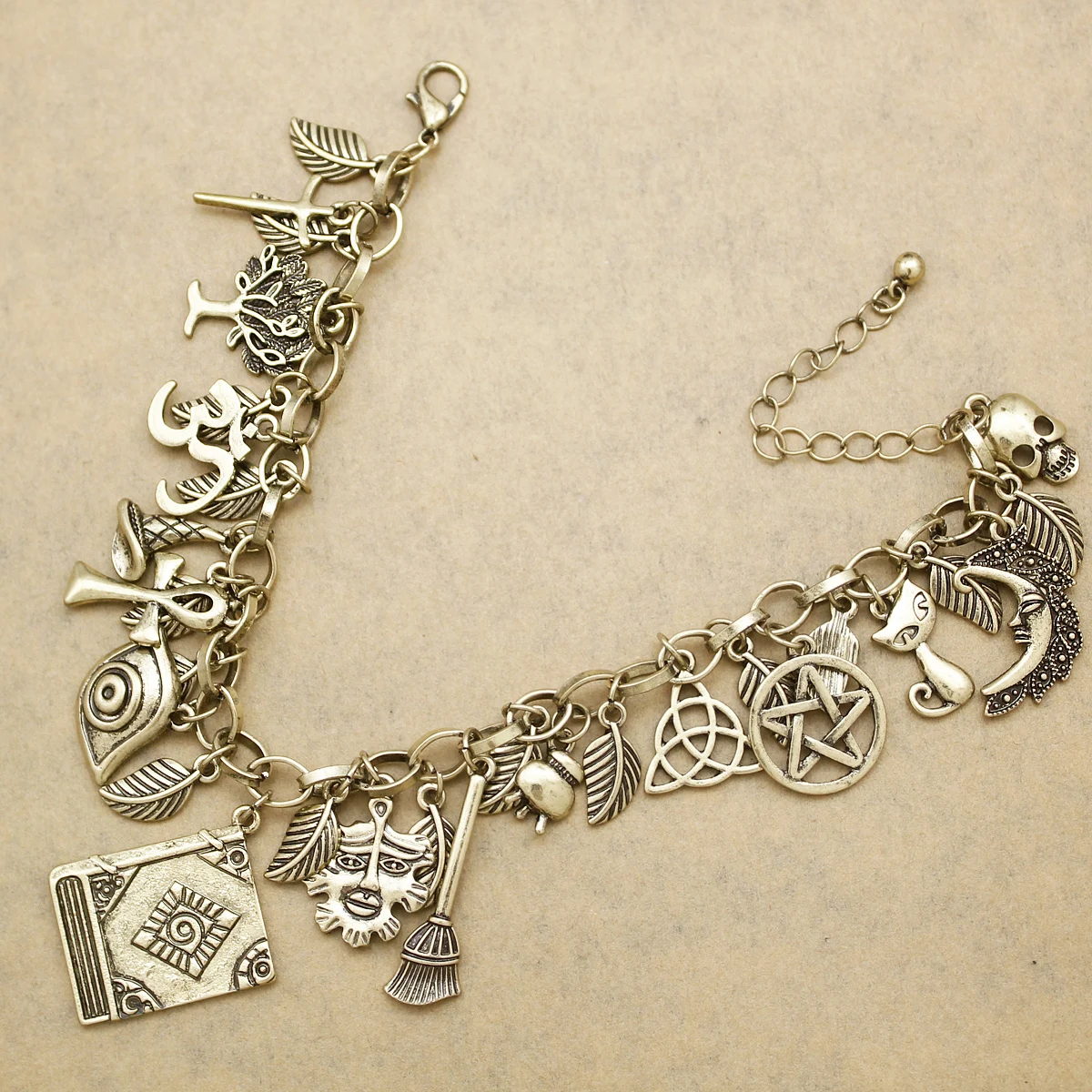 Vintage Bracelet Catholic Religious Church Medals Saints PRAY FOR Cross Pendant Chain Women Bangle Silver Plated Jewelry Gifts