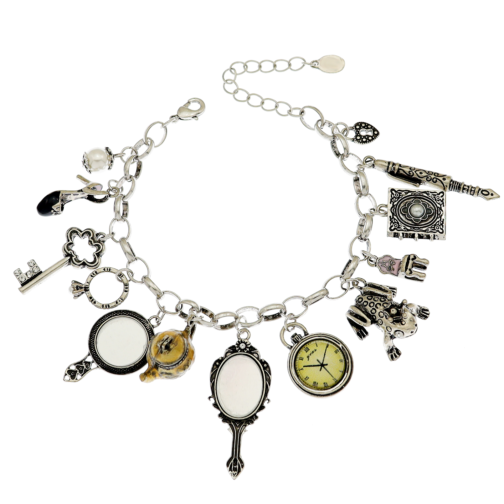 Vintage Bracelet Catholic Religious Church Medals Saints PRAY FOR Cross Pendant Chain Women Bangle Silver Plated Jewelry Gifts