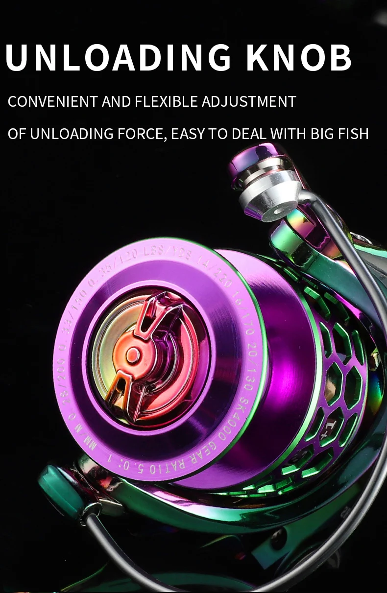 BILLINGS SK 1000-6000 Series, 5.0:1/4.7:1 Gear Ratio, 22LB Max Drag, CNC Metal Rocker,Spinning Fishing Reel,For Freshwater Saltw
